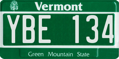 VT license plate YBE134