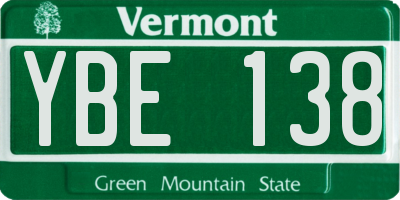 VT license plate YBE138