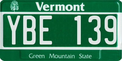 VT license plate YBE139