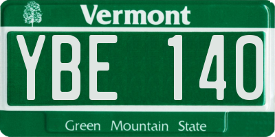 VT license plate YBE140