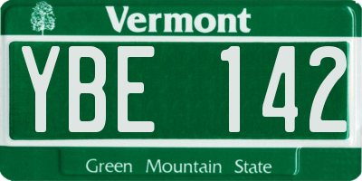 VT license plate YBE142