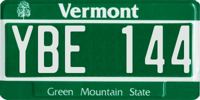 VT license plate YBE144