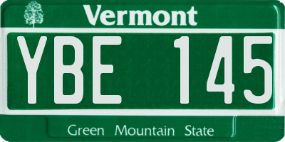 VT license plate YBE145