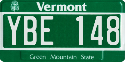 VT license plate YBE148