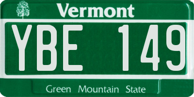 VT license plate YBE149