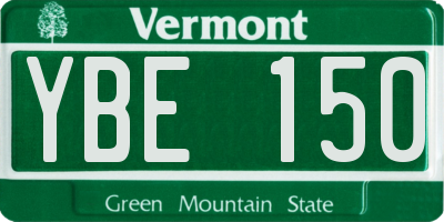 VT license plate YBE150