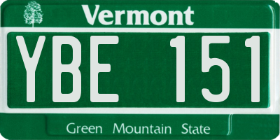 VT license plate YBE151