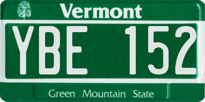 VT license plate YBE152