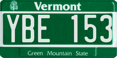 VT license plate YBE153
