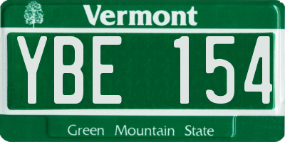 VT license plate YBE154