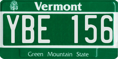 VT license plate YBE156