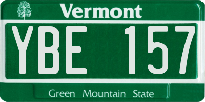 VT license plate YBE157