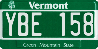 VT license plate YBE158