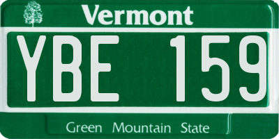 VT license plate YBE159