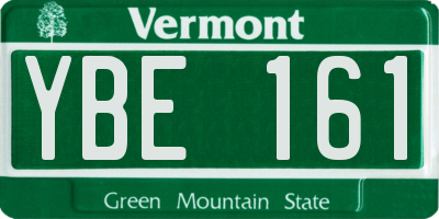 VT license plate YBE161