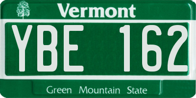 VT license plate YBE162