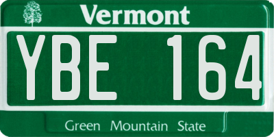 VT license plate YBE164
