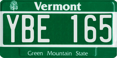 VT license plate YBE165