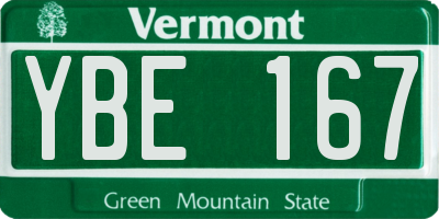 VT license plate YBE167