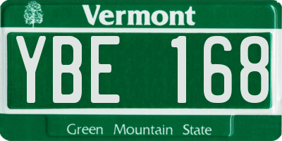 VT license plate YBE168