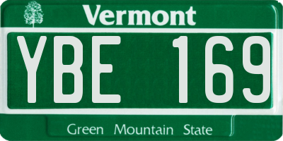 VT license plate YBE169
