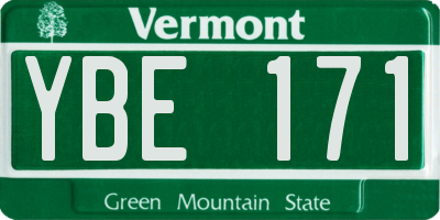 VT license plate YBE171