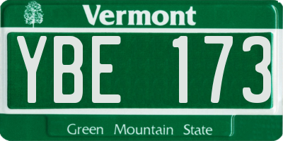 VT license plate YBE173