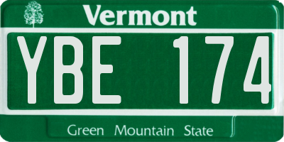 VT license plate YBE174