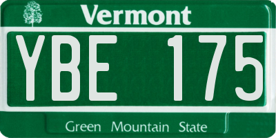 VT license plate YBE175