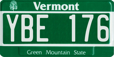 VT license plate YBE176