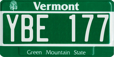 VT license plate YBE177