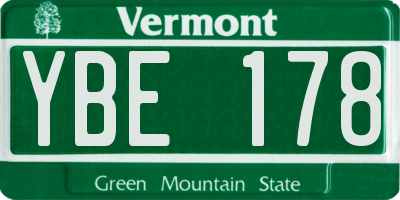 VT license plate YBE178