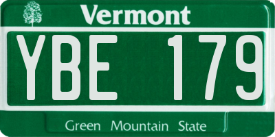 VT license plate YBE179