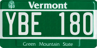 VT license plate YBE180
