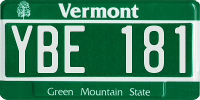 VT license plate YBE181