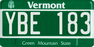 VT license plate YBE183