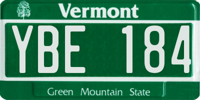 VT license plate YBE184