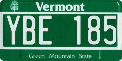 VT license plate YBE185
