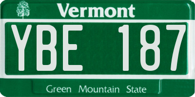 VT license plate YBE187