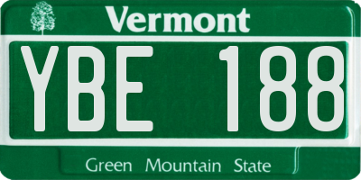 VT license plate YBE188