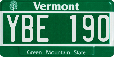 VT license plate YBE190