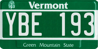 VT license plate YBE193