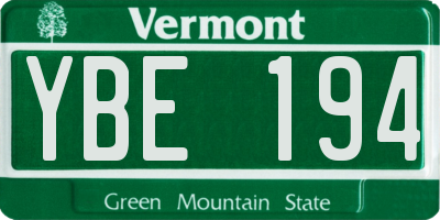 VT license plate YBE194