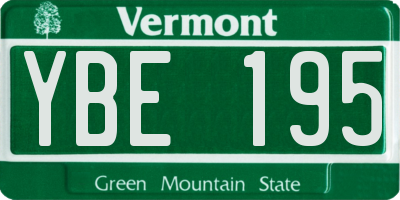 VT license plate YBE195