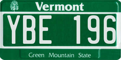 VT license plate YBE196