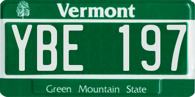 VT license plate YBE197