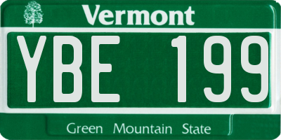 VT license plate YBE199