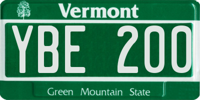 VT license plate YBE200