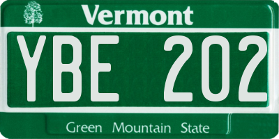 VT license plate YBE202