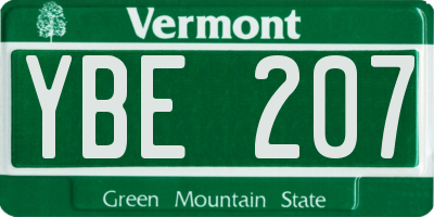 VT license plate YBE207